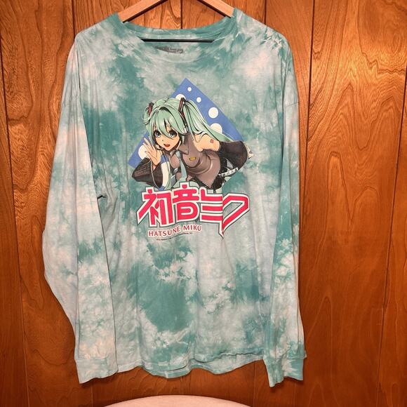 Hatsune Miku Long Sleeve Tie Dye Shirt Vocaloid Anime Graphic Tee Size XL - Picture 4 of 7